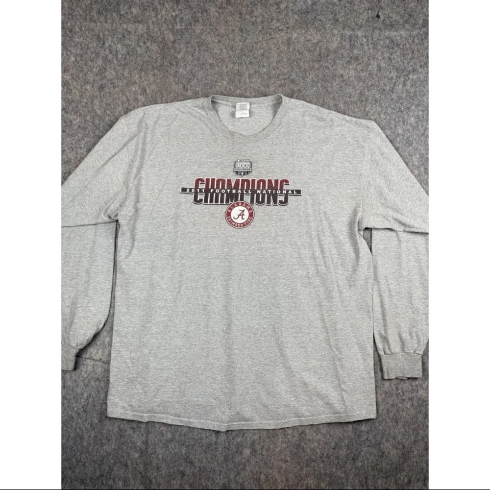 Gildan T-Shirt Men's 2XL‎ Gray Cotton Alabama Crimson Tide Long Sleeve Pullover
